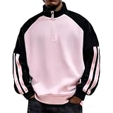 Generisch 1/4 Zip Sweatshirt Herren Langarm Patchwork Sweatjacke Halber...