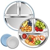 SonPen 2 Stück Edelstahl Baby Teller mit Großer Saugnapf, Ø20cm...