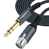 Twozoh XLR Buchse auf 6,35 mm TRS Kabel 2M, Geflochtenes Klinke Stereo 6,35...