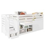 Einzelbettrahmen für Kinder, Kinderbett aus Holz, Hochbett mit...