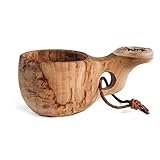 Finnische Kuksa Holztasse aus Maserbirke mit Ren-Horn Applikationen...