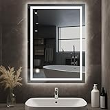AllRight Badspiegel mit Beleuchtung 70x50cm | Dimmbarer LED Spiegel mit 3...