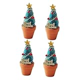 UPKOCH Miniatur-Weihnachtsbaum Für Puppenhaus 4 Stück Harz Keramik...