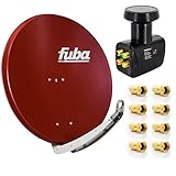 FVLFIL Fuba Satelliten-Komplettanlage DAA 850 R Satellitenschüssel Rot...