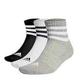 adidas Unisex 3-Stripes Cushioned Sportswear Mid-Cut Socks 3 Pairs, Medium...