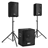 Vonyx VX0812BT - PA Anlage Komplettset - 1x aktiv Subwoofer, 2X passiv...