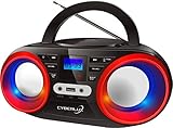 Tragbarer CD-Player | LED-Discolichter | Boombox | CD/CD-R | USB | FM Radio...