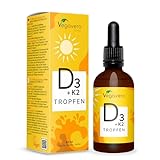 Vitamin D3 K2 Tropfen | 100% VEGAN | Hochwertiges K2VITAL® & Vitamin D3V®...
