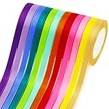 Polyester Satinband Set,12 Farben 10mm x 22m Geschenkband Stoff Dekoration...