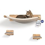 WOOWOOD® Kletterwand Katzen inkl. 2X Katzentreppe Wand [Massivholz] I...