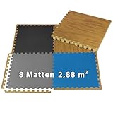 ALPIDEX 8er Set Bodenschutz Matte 1cm Dicke 60x60 cm Trainingsmatten 2,88...