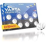 VARTA Batterien Knopfzellen CR2032, 20 Stück, Power on Demand, Lithium...