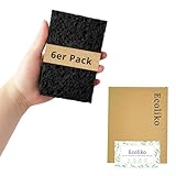 Ecoliko Quellschwamm aus Zellulose, Schwamm ohne Mikroplastik, Schwarz [6er...