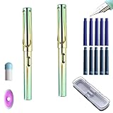 Ergonomisches Schreiblernfüller Set,2 Stück,Gehäuse mit Edelstahlfeder,...