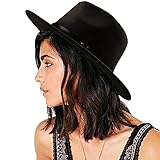 DRESHOW Damen Fedora Hut Filzhut Lederband Hüte Winter Mode Filzhut Fedora...