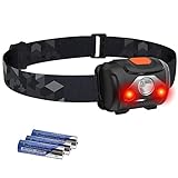 Hosonic Stirnlampe LED Kopflampe Rotlicht Weiß Licht AAA Batterie Headlamp...