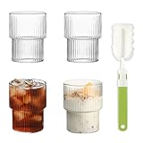 UptVin 4 Stück Geriffelte Gläser Kaffeegläser Set, 300ML Gerippt...