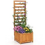 COSTWAY Blumenkasten mit Rankgitter, Pflanzkasten für Kletterpflanzen,...