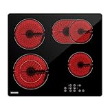 WEHIMO Glaskeramikkochfeld 4 platten, 59cm, 7200W, 4 Kochzonen...
