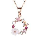 JewelryWe Schmuck Halskette Damen Romantische Kirschblüte Schmetterling...