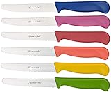Rosenstein & Söhne Brötchenmesser: 6er-Set bunte Frühstücksmesser mit...