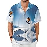 JEKYDOSD Snowboard Print Herren Kurzarm Shirt Sommer Perfekt für Strand...