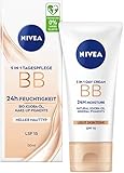 NIVEA 5 IN 1 Tagespflege BB 24h Feuchtigkeit LSF 15, getönte Tagescreme...