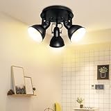 Unikcst Deckenstrahler 3 Flammig Rund Schwarz-weiß Vintage Deckenlampe LED...
