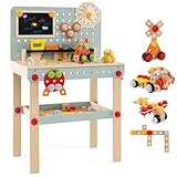 COSTWAY Werkbank Kinder Holz, Werkzeugbank mit Tafel & DIY-Set, Kinder...