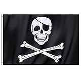TRIXES Große Piratenflagge Jolly Rodger im Totenkopfdesign mit Ringösen...