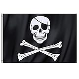 TRIXES Große Piratenflagge Jolly Rodger im Totenkopfdesign mit Ringösen...