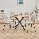 GrandCA HOME Esstisch und Stuhlset, 100 cm Runder Esstisch und 4 Moderne...