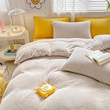 Nayoroom Plüsch Bettwäsche 135x200 Winter Beige Cashmere Touch Fleece...