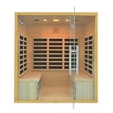 3-4 Person Low EMF Infrared Sauna - Hemlock Wood Indoor Home Sauna with 11...