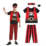 Aomig Piratenkostüm Kinder 4 Teiliges Verbessertes Modell Piraten Kostüm...