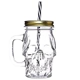 Caribou Living Glasbecher mit Totenkopf-Motiv, transparent, 400 ml, mit...