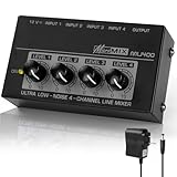 OFFCUP 4-Kanal Audio Mixer, Mini Audio Mixer Line Mixer Rauscharm...
