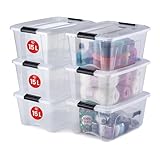 Iris Ohyama Aufbewahrungsboxen mit Deckel, 15L, 6er-Set, Transparent,...