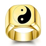 TYMONT Yin Yang Symbol Ring Herren Tai Chi Yin Yang Balance Ring Edelstahl...