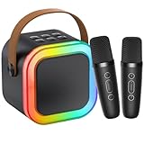 CUTEEEE Karaoke Maschine Kinder mit 2 Mikrofonen kabellos, Bluetooth...