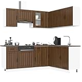 QINXIXINAIXI 11-TLG. Küchenschrank-Set Kalmar Braun Eichen-Optik...