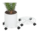 Relaxdays Pflanzenroller, 2er Set, Ø 32 cm, Blumentopfuntersetzer mit...