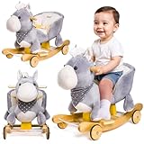 Pferde 2in1 Polschaukel und Plüsch Reiter Graues Pferd, mit...