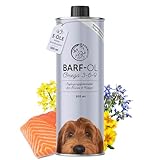 Barf Öl für Hunde 500ml Barföl mit Omega 3-6-9 aus: Lachsöl, Rapsöl,...