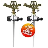 GARDEBRUK® Sprinkler 2er Set Erdspieß Sprengweite bis 24m Garten...