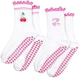 Xinjoduz 2 Stück Antirutsch Socken Damen Frucht Motiv Pilates Socks...