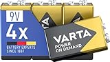 VARTA Batterien 9V Blockbatterien, 4 Stück, Power on Demand, Alkaline,...