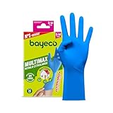 Bayeco Nitrilhandschuhe, extra lang, blau, 20 Stück, Einweghandschuhe,...