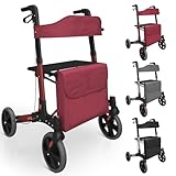 Jago® Rollator - 6-fach höhenverstellbar, Sitz mit Rückenlehne, 3-fach...