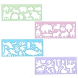 4 Stück Tiere Schablonen Kinder,Ymapinc Transparente Tiere Lineal 15cm...